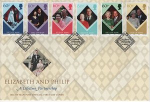 Isle of Man 2007 FDC Sc 1189a-f QEII, Prince Philip, 60th Wedding ann Set of 6