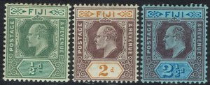 FIJI 1903 KEVII 1/2D 2D AND 21/2D WMK CROWN CA