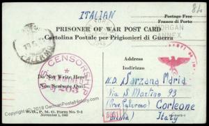 USA Camp Italy Afrika Korps WWII POW Cover to CORLEONE Sicily Godfather An 72929