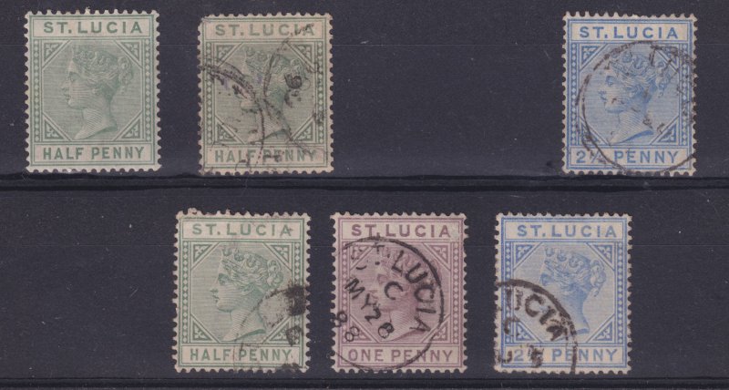 St Lucia 1883-1898 #27, 27a, 29, 31, 31a fvf u fvf
