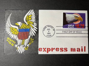 1988 USA First Day Cover FDC Terre Haute IN No Address Eagle Express Mail 56