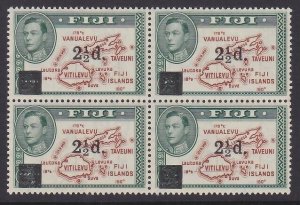 FIJI 1941 GVI 2½d on 2d SG267 MNH block of 4...............................A5153