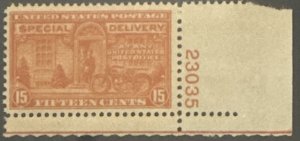 Scott #E16 1931 15¢ Motorcycle rotary perf. 11 x 10.5 MNH OG plate single