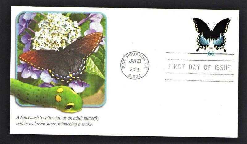 4736a  66¢ Butterfly First Day Imperforate Fleetwood Cachet 2013