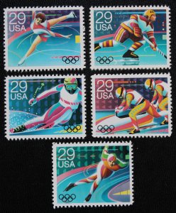 US #2611-15 MNG MINT NO GUM 29c Winter Olympics single set of 5 1992