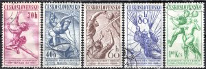 Czechoslovakia; 1958: Sc. # 839-843: Used CTO Cpl. Set