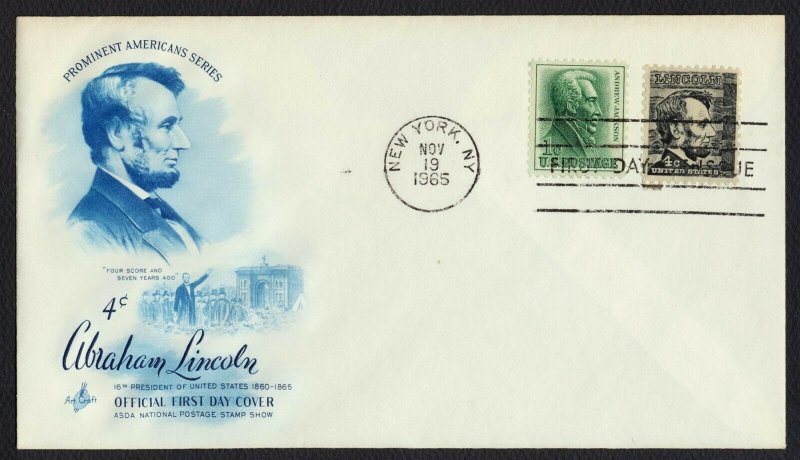 #1282 4c Lincoln, Art Craft-Blue-Add FDC **ANY 4=FREE SHIPPING**