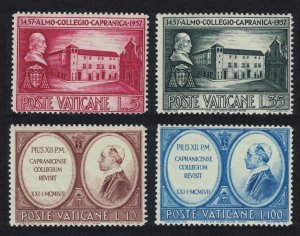 Vatican Fifth Centenary of Capranica College 4v 1957 MNH SC#223-226 SG#255-258