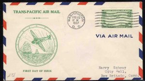 United States First Day Covers #C21-24, 1937 20c China Clipper, Grandy cachet...