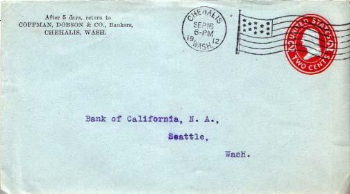 United States, Washington, Postal Stationery, Machine Cancel, Flags