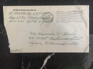 1945 US Sea Post Office Shanghai China US Arms Postal Service To Lynn Ma Usa