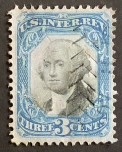 USA REVENUE STAMP SECOND ISSUE 1871 3 CENTS CUT CANCEL SCOTT #R105a