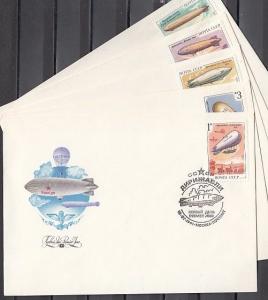 Russia, Scott cat. 6012-6016. Airships issue on 5 First day covers.  g