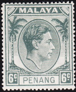 Malaya Penang 1949-52 MH Sc #8 6c George VI