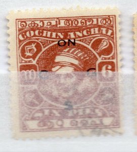 India Cochin 1944 Early Issue used Shade of 6p. Optd NW-16162