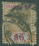 Straits Settlements SC#88 Queen Victoria , $5.00, Used