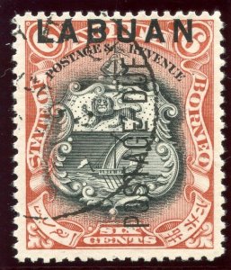 Labuan 1901 KEVII Postage Due 6c black & brown-lake (p13½-14) VFU. SG D5. Sc J5.