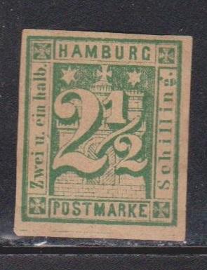 HAMBURG Scott # 12 Mint Heavy Hinged - Paper Hinge Remnant