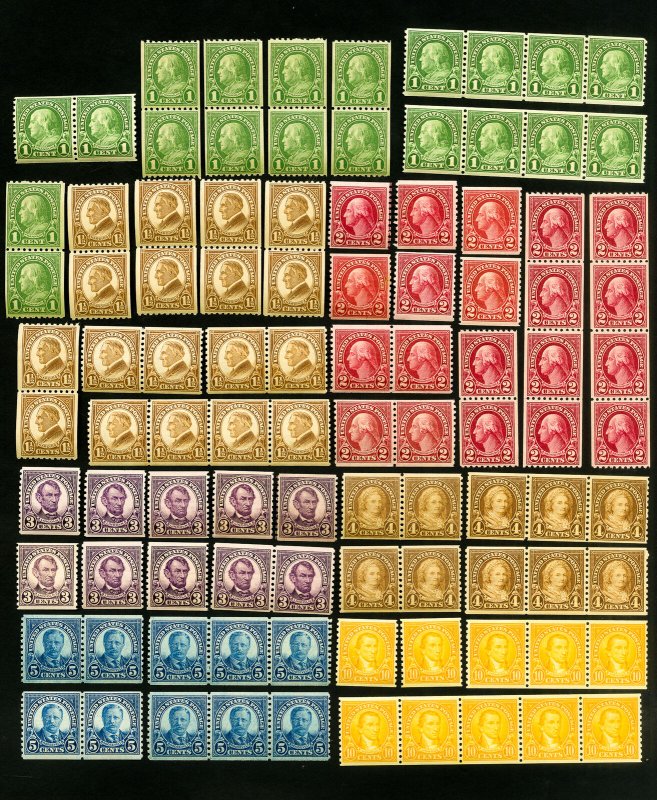 US Stamps # 597-606 F-VF Lot of 10 sets OG NH Scott Value $360.00
