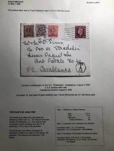 1939 London England Postage Due Cover To Casablanca French Morocco SS Stratheden