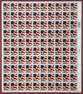 Scott 3629f WAVING FLAG Sheet of 100 US 37¢ Stamps MNH 2002