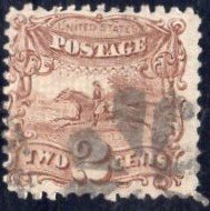 2c brown 1869 Post Horse & Rider  SC113