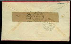 SUPERB  1931 45c airmail to BRITISH GUIANA commercial cover Canada