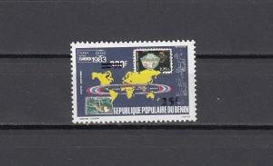 Benin, Scott cat. C322. Bangkok Stamp Expo, SURCHARGED issue. ^