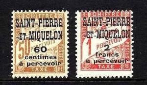 St. Pierre et Miquelon Postage due Scott #J21-22 Mint Lightly Hinged