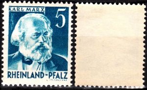 GERMANY / French Zone RHEINLAND-PFALZ 1948. 5(Pf) Karl Marx, MVLH