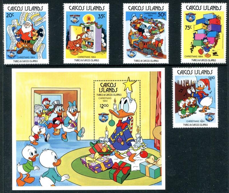 Caicos Islands 54-59 Disney characters 50th Ann of Donald Duck Christmas x14653