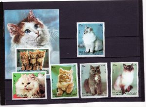 SHARJAH 1972 CATS SET OF 5 STAMPS & S/S MNH