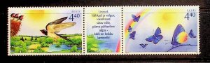 ESTONIA Sc 514 NH STRIP OF 2005 - BIRDS & BUTTERFLIES