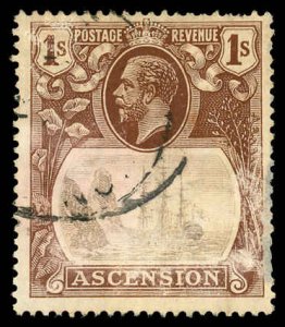 ASCENSION Sc 19 VF/USED - 1924 1s  George V & Seal of the Colony-See Description