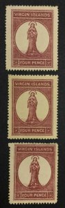 MOMEN: VIRGIN ISLANDS SG #15-17 1867-70 MINT OG H £145 LOT #64228