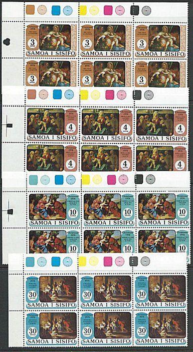 SAMOA 1974 Christmas imprint blocks of 6 MNH...............................51980