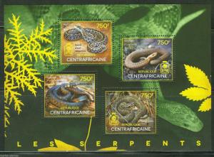 CENTRAL AFRICA   2014   SNAKES  SHEET MINT NH