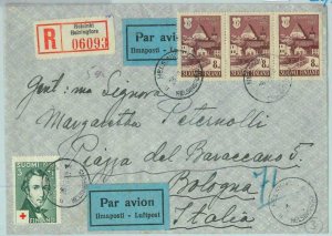 95506 - FINLAND - Postal History - REGISTERED AIRMAIL COVER  1948 - Red Cross