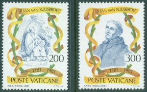 VATICAN Scott 692-3 MNH** 1981 van Ruusbroec mystic set