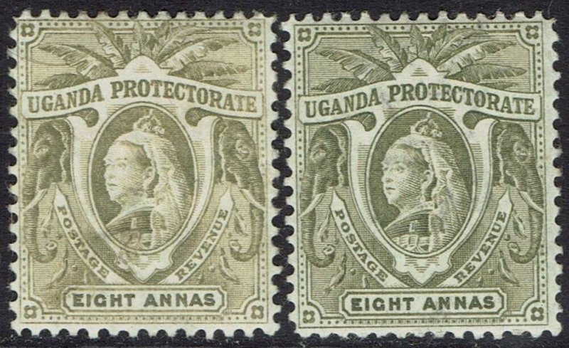 UGANDA 1898 QV ELEPHANTS 8A BOTH SHADES