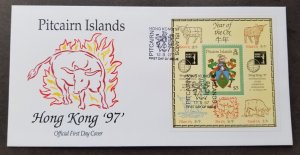 *FREE SHIP Pitcairn Islands Year Of The Ox 1997 Hong Kong '97 Chinese Lunar (FDC