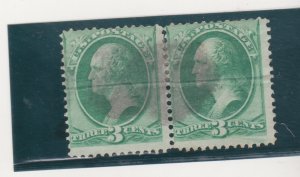 US Stamp #147 Used Pair  Pre Printing Paper Fold