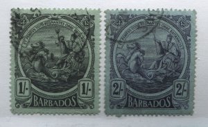 Barbados KGV 1916 high values 1/ and 2/ used