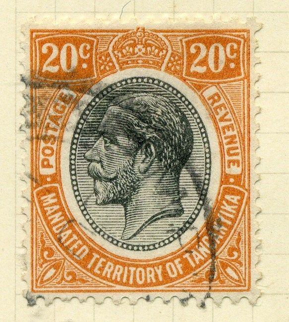 TANGANYIKA;  1927 early  GV issue fine used 20c. value, Shade 