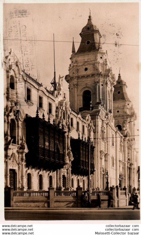 Rare Circulated Postcard from Lima, Peru to Montevideo, Uruguay - May 1941 Ad...