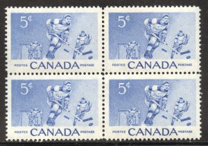 Canada Scott 359 MNHOG Blk of 4 - 1956 Ice Hockey Issue -SCV $1.40