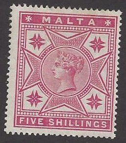 Malta #14 mint single, Queen Victoria on Maltese cross,  issued 1885