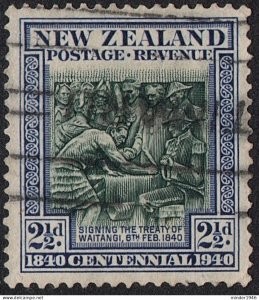 NEW ZEALAND 1940 2½d Blue-Green & Blue SG617 Used