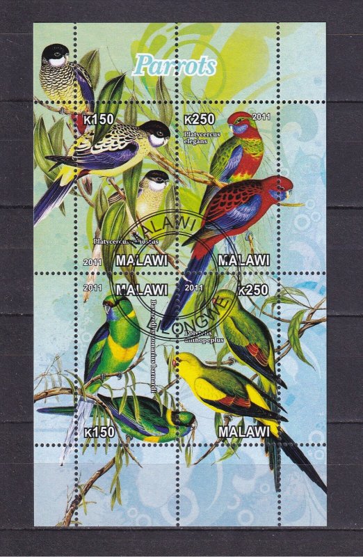 Malawi 2011 Birds Parrots 4v Stamps Sheet Used/CTO