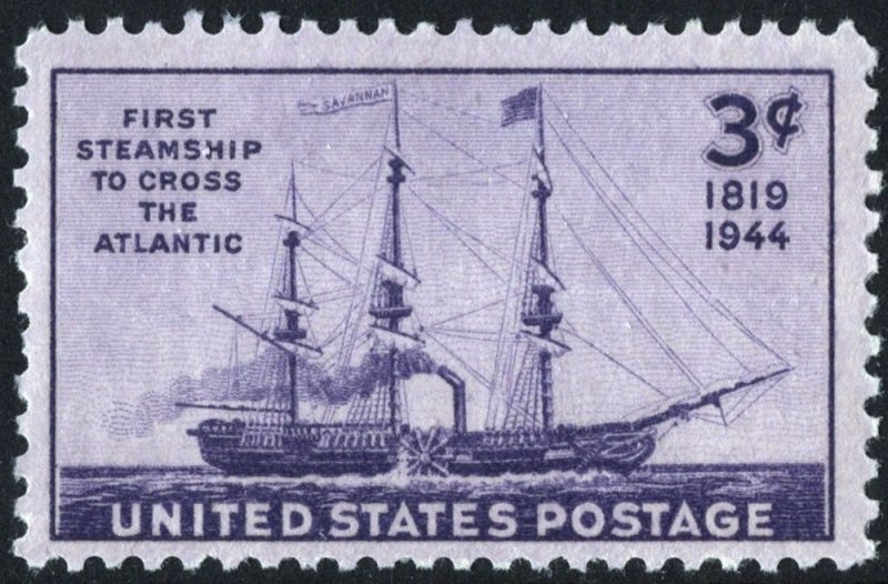 SC#923 3¢ Steamship Savannah Single (1944) MNH